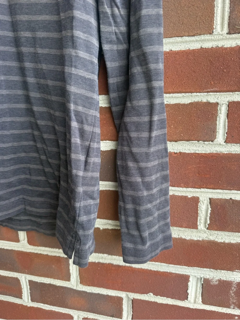 Banana Republic Men's Long-Sleeve Striped Henley - Charcoal and Light Gray